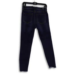Womens Blue Denim Medium Wash 5 Pocket Design Raw Hem Skinny Leg Jeans Sz 2 alternative image