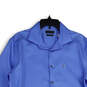 NWT Mens Blue Spread Collar Slim Fit Button-Up Shirt Size L (16.5 34/35) image number 3