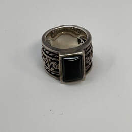 Designer Silpada 925 ALE Sterling Silver Onyx Crystal Cut Stone Band Ring alternative image