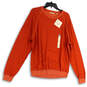 NWT Mens Orange Knitted Long Sleeve Crew Neck Pullover Sweater Size Large image number 1