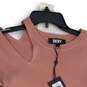 NWT Womens Pink Ribbed 3/4 Sleeve Cut-Out Blouse Top Size Small image number 3