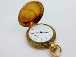 Antique 14K Gold Case Dueber Elgin 770134 Etched Floral Filigree Sea Scape Pocket Watch 55.6g