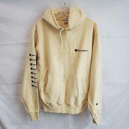 Champion Reverse Weave Pale Yellow Pullover Hoodie Sweater Size M
