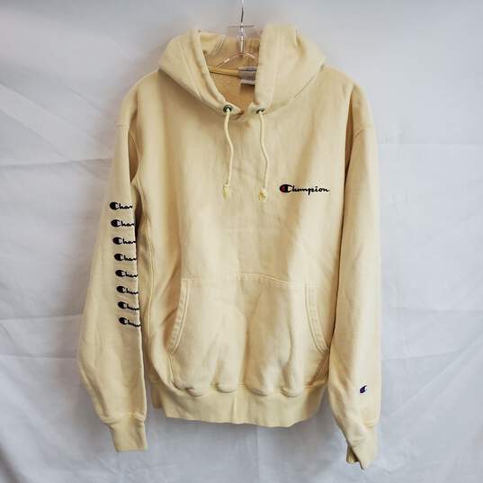 Champion Reverse Weave Pale Yellow Pullover Hoodie Sweater Size M image number 1