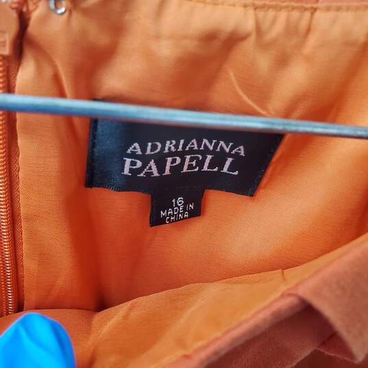 Women's Adriana Papell Size 16 Orange Sleeveless Linen Blend Midi Dress image number 4