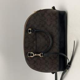 Coach Womens Black Brown Leather Signature Print Zipper Crossbody Bag Purse alternative image