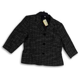 NWT Women Black Pinstripe 3/4 Sleeve Three Button Blazer Size 14/16