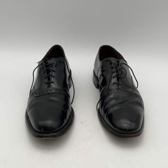 Mens Black Leather Cap Toe Wingtip Lace-Up Oxford Dress Shoes Size 10.5C image number 3