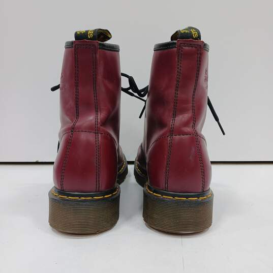 Dr. Martens Unisex Burgundy Leather Boots Size Men's 8, Women's 9 image number 4