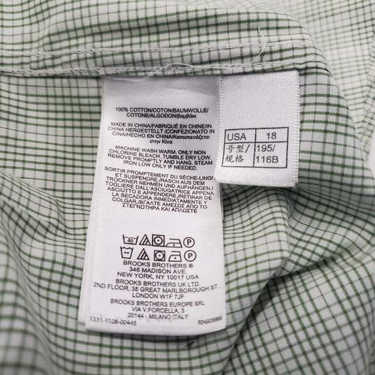 Brooks Brother Men's Regent Green Plaid Cotton Button Up Shirt Size 18-6/7 image number 4
