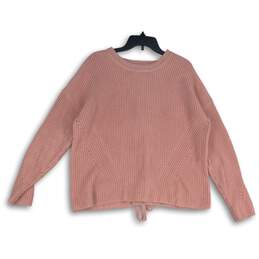 Lucky Brand Womens Pink Knitted Lace Round Neck Long Sleeve Pullover Sweater L