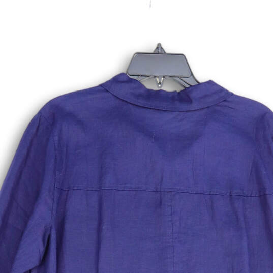 NWT Womens Blue Spread Collar Long Sleeve Button-Up Shirt Size L image number 4
