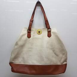 Isaac Mizrahi Large Leather Tote Bag Beige/Brown