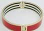 Henri Bendel Gold Tone Red & Black & White Striped Enamel Hinged Bracelet 48.7g image number 2