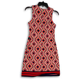 Womens Multicolor Sleeveless Round Neck Back Zip Sheath Dress Size X-Small alternative image