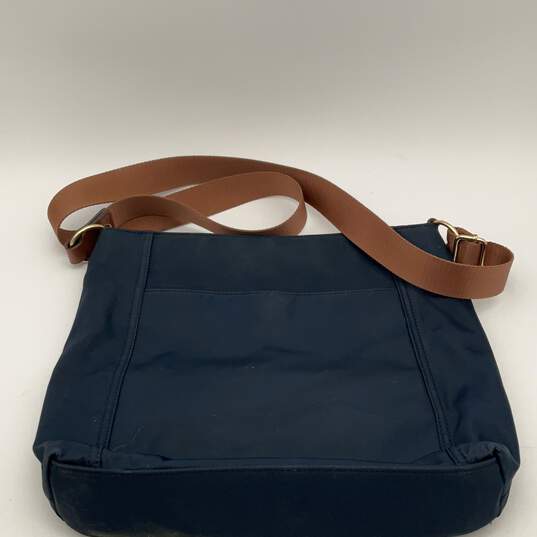 Calvin Klein Womens Navy Blue Brown Adjustable Strap Zipper Crossbody Bag Purse image number 4