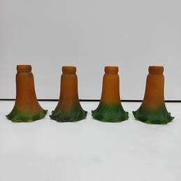 4 Lily Tulip Amber Green Glass Lamp Shade
