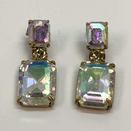 Designer J. Crew Gold-Tone Crystal Cut Square Stone Dangle Earrings alternative image