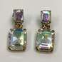 Designer J. Crew Gold-Tone Crystal Cut Square Stone Dangle Earrings image number 2