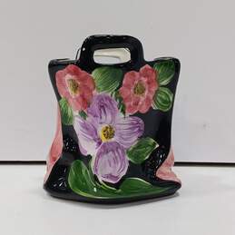 Lavorato Dipinto A Mano  Floral Ceramic Bag Planter Vase alternative image