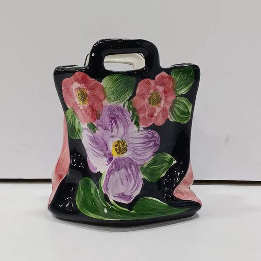 Lavorato Dipinto A Mano  Floral Ceramic Bag Planter Vase image number 2
