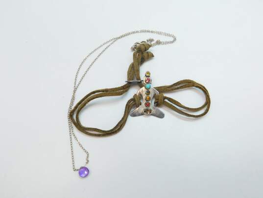 Artisan 925 Amethyst Necklace & Smoky Quartz Citrine Chakra Charm Bracelet image number 1