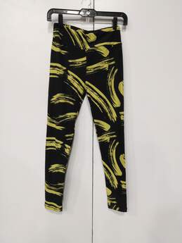 Lularoe Leggings Black/Yellow Paint Brush Stroke Pattern One Size