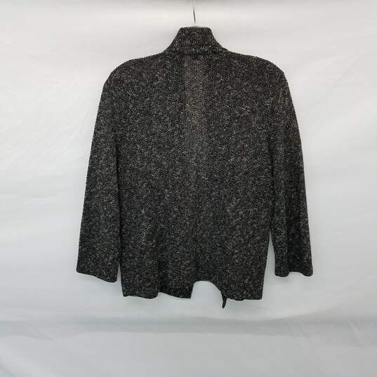 Eileen Fisher Black Organic Cotton Linen Blend Open Knit Cardigan WM Size XS image number 2