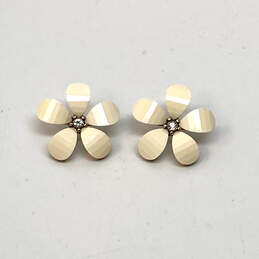 Designer Joan Rivers Gold-Tone Beige Floral Crystal Fashion Stud Earrings