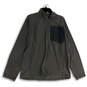 Mens Gray Mock Neck Long Sleeve Quarter Zip Fleece Jacket Size XL image number 1