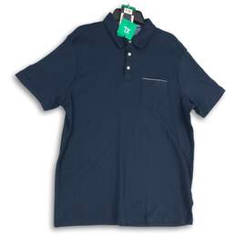NWT Tahari Mens Blue Spread Collar Short Sleeve Polo Shirt Size XL
