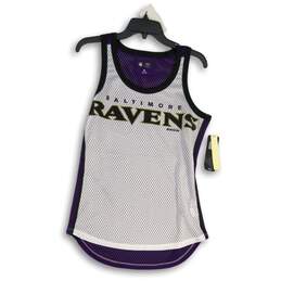NWT NFL Womens White Purple Baltimore Ravens Football Tank Top Size Medium