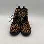 Michael Kors Womens Brown Black Cheetah Print Lace Up Ankle Boots Size 9 image number 3