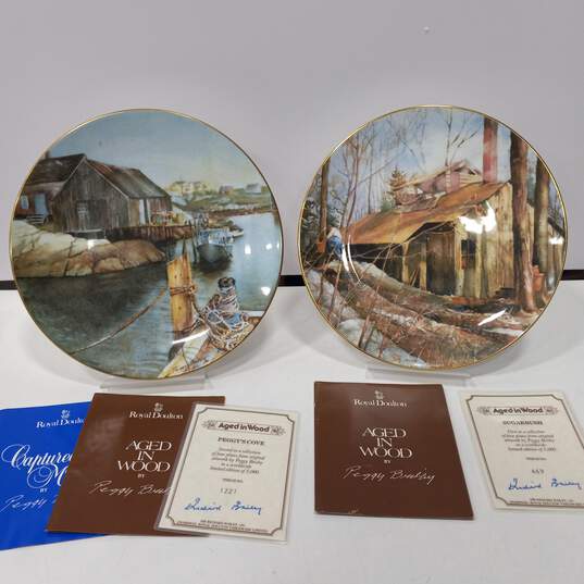 4 Royal Doulton Aged in Wood Plates IOB image number 2