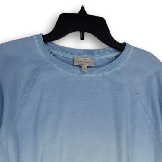 Womens Blue Ombre Long Sleeve Crew Neck Pullover Sweatshirt Size Medium image number 3