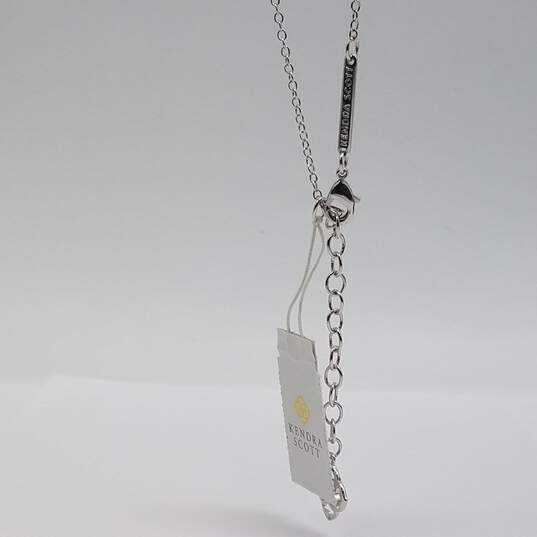 Kendra Scott Silver Tone Opal Like Stone Pendant 17 1/2" Necklace 3.8g image number 5