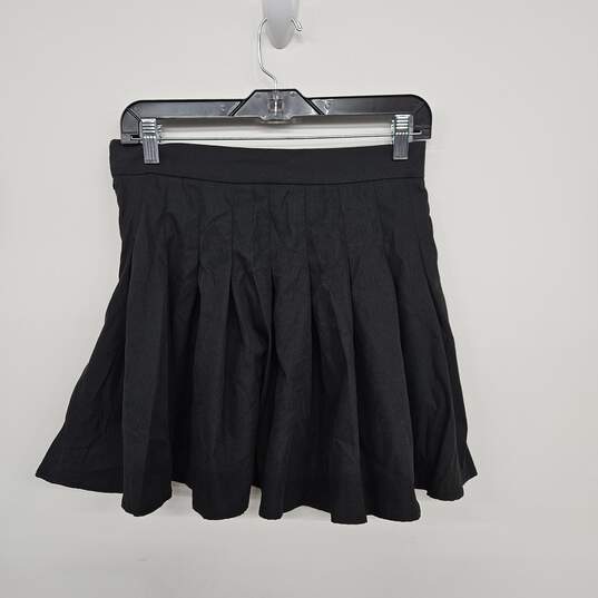Black Flared Pleated Zipper High Waist Mini Tennis Skirt image number 1