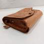 Brown Leather Tooled Pattern Clutch Style Wallet Handbag image number 3