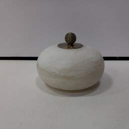 Round White Stone/Marble Home Decor with Brass Knob