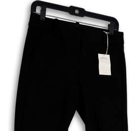 NWT Womens Black Flat Front Slash Pockets Straight Leg Dress Pants Size 6T alternative image