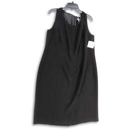 NWT Womens Black Sleeveless Round Neck Back Zip Sheath Dress Size 14W