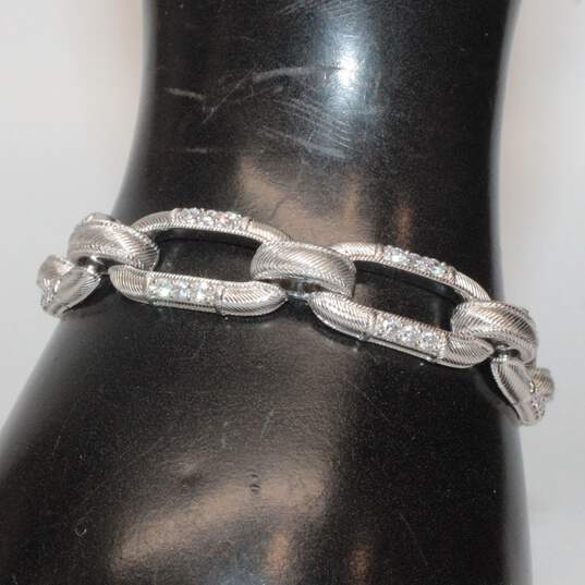 Judith Ripka Signed Sterling Silver CZ Accent Bracelet - 32.61g image number 1