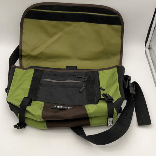 Mens Green Black Inner Pockets Adjustable Strap Buckle Messenger Bag image number 4