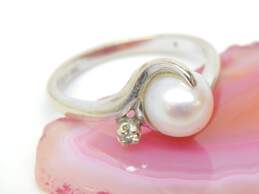14K White Gold Pearl & Diamond Accent Ring 3.4g alternative image