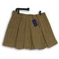 NWT Womens Brown Herringbone Pleated Side Zip Short A-Line Skirt Size 14 image number 2