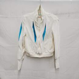 VTG 80's Ultra Sport WM's White & Blue Fleece Track Jacket Size SM