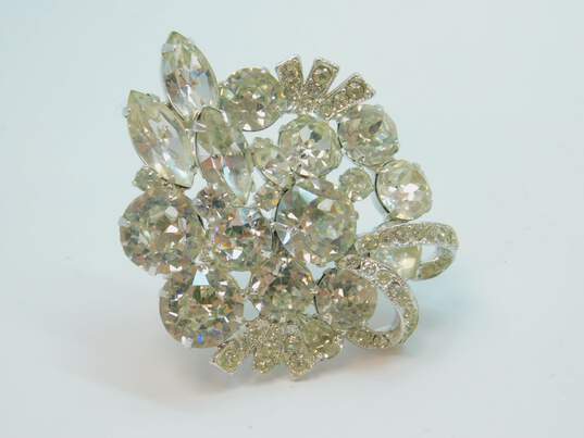 VNTG Weiss Icy & Smoky Rhinestone Statement Brooches 51.7g image number 7