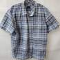 Prana Men's Blue Plaid Short Sleeve Button Up Nylon Shirt Size L image number 1