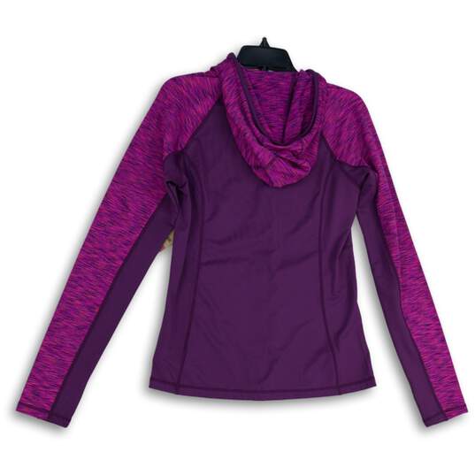 NWT Reebok Womens Purple Space Dye Long Sleeve Full-Zip Hoodie Size M image number 2