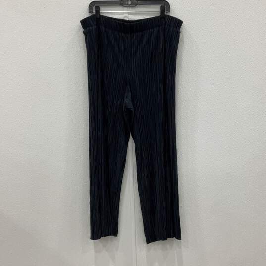 NWT Womens Black Pleated Elastic Waist Wide Leg Cropped Dress Pants Size XL image number 1